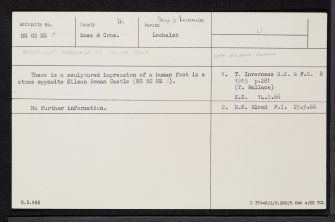 Eilean Donan, NG82NE 7, Ordnance Survey index card, Recto