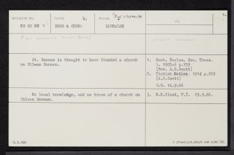Eilean Donan, NG82NE 8, Ordnance Survey index card, page number 1, Recto
