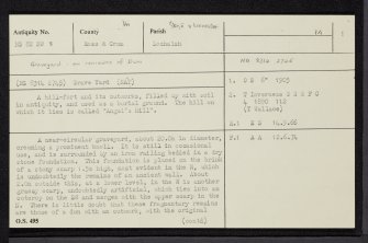 Kirkton, Grave Yard, NG82NW 8, Ordnance Survey index card, page number 1, Recto
