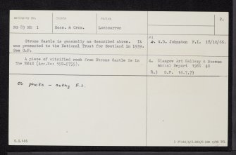 Strome Castle, NG83NE 1, Ordnance Survey index card, page number 2, Verso