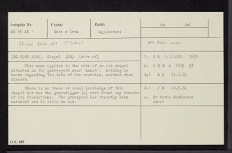 Annat, Mission Church And Graveyard, NG85SE 1, Ordnance Survey index card, Recto