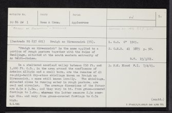 Torridon, Braigh An Eireannaich, NG86SW 1, Ordnance Survey index card, page number 1, Recto