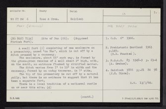 An Dun, Gairloch, NG87NW 6, Ordnance Survey index card, page number 1, Recto