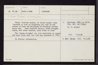 Loch Nan Dailthean, NG88SE 3, Ordnance Survey index card, Recto