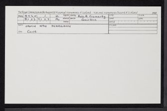 Uamh Nan Deargann, NG89SW 1, Ordnance Survey index card, Recto