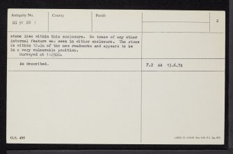 Cille Fhearchair, Shiel Bridge, NG91NW 1, Ordnance Survey index card, page number 2, Verso