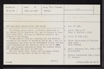 Diarmid's Grave, Loch Duich, NG92SW 2, Ordnance Survey index card, page number 1, Recto