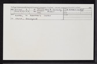 Kintail, St Dubhthac's Church, NG92SW 3, Ordnance Survey index card, Recto