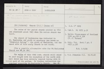 Kirkton, Lochcarron Parish Church, NG94SW 2, Ordnance Survey index card, page number 1, Recto