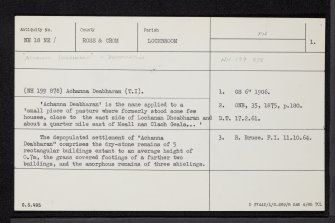 Achana Deabharan, NH18NE 1, Ordnance Survey index card, page number 1, Recto