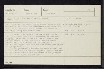 Inverbroom, Lochbroom Parish Church, NH18SE 1, Ordnance Survey index card, Recto