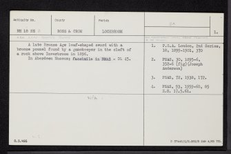 Inverbroom, NH18SE 2, Ordnance Survey index card, page number 1, Recto