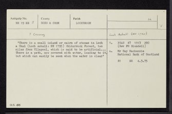 Loch Achall, NH19NE 3, Ordnance Survey index card, Recto