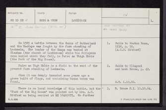 Leckmelm Farm, NH19SE 2, Ordnance Survey index card, page number 1, Recto