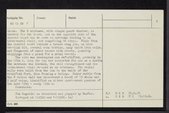 Dun Lagaidh, NH19SW 3, Ordnance Survey index card, page number 2, Verso