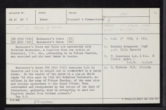 Mackenzie's Grave And Cairn, Glen Moriston, NH21SW 1, Ordnance Survey index card, page number 1, Recto