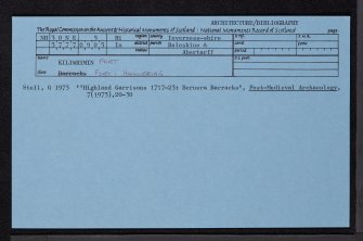 Fort Augustus, Lovat Arms Hotel, Kiliwhimin Barracks, NH30NE 5, Ordnance Survey index card, Recto