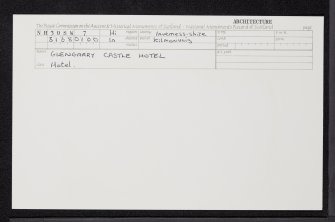 Invergarry, Glengarry Castle Hotel, NH30SW 7, Ordnance Survey index card, Recto