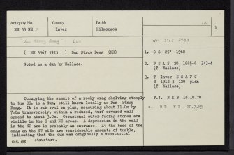 Dun Struy Beag, NH33NE 2, Ordnance Survey index card, page number 1, Recto
