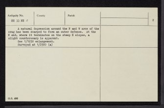 Dun Struy Beag, NH33NE 2, Ordnance Survey index card, page number 2, Verso