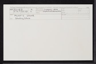 Mony's Stone, NH33SE 5, Ordnance Survey index card, Recto