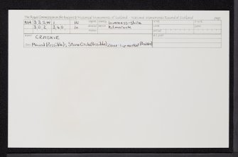Craskie, NH33SW 1, Ordnance Survey index card, Recto