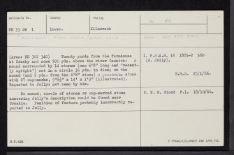 Craskie, NH33SW 1, Ordnance Survey index card, Recto
