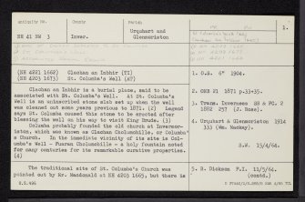 Invermoriston, St Columba's Church, Well And Graveyard, NH41NW 3, Ordnance Survey index card, page number 1, Recto