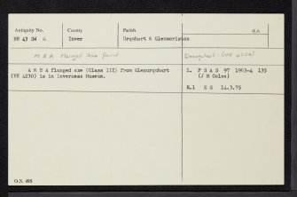 Glenurquhart, NH43SW 6, Ordnance Survey index card, Recto