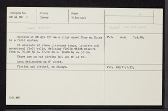 Cnoc Na Moine, NH44NE 12, Ordnance Survey index card, Recto