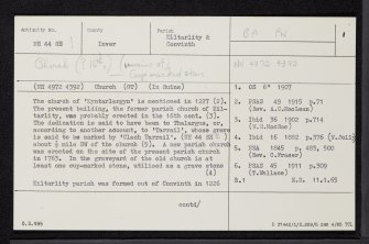 Kiltarlity, Old Parish Church, NH44SE 1, Ordnance Survey index card, page number 1, Recto