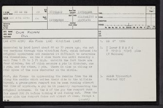 Dun Fionn, NH44SE 10, Ordnance Survey index card, page number 1, Recto