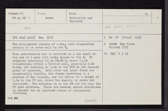 Cnoc A' Chruaidh, NH44SW 1, Ordnance Survey index card, page number 1, Recto