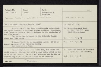 Erchless Castle, NH44SW 2, Ordnance Survey index card, Recto