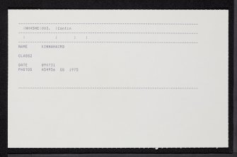Kinnahaird, NH45NE 3, Ordnance Survey index card, Recto