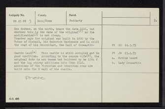 Castle Leod, NH45NE 9, Ordnance Survey index card, page number 2, Verso