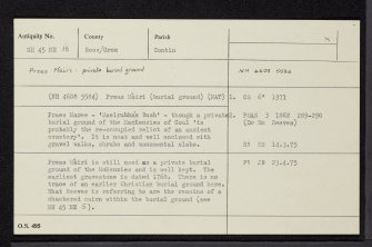 Preas Mairi, NH45NE 15, Ordnance Survey index card, Recto