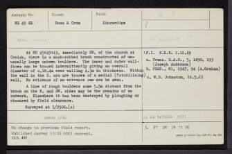 Croick, NH49SE 1, Ordnance Survey index card, Recto