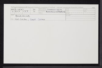 Boleskine, NH51NW 1, Ordnance Survey index card, Recto