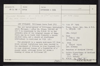 Killianan Burial Ground, NH53SE 4, Ordnance Survey index card, page number 1, Recto