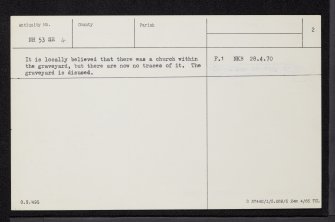 Killianan Burial Ground, NH53SE 4, Ordnance Survey index card, page number 2, Verso