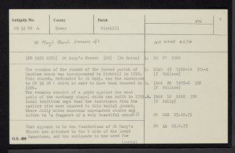 Kirkhill, St Mary's Church, NH54NW 4, Ordnance Survey index card, page number 1, Recto