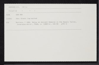 Dun Mor, NH54NW 13, Ordnance Survey index card, Recto