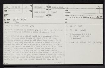 Dun Mor, NH54NW 13, Ordnance Survey index card, page number 1, Recto