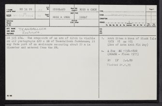 Teandalloch, NH54NW 22, Ordnance Survey index card, page number 1, Recto