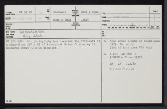 Ardnagrask, NH54NW 28, Ordnance Survey index card, page number 1, Recto