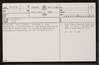 Windhill, NH54NW 31, Ordnance Survey index card, page number 1, Recto