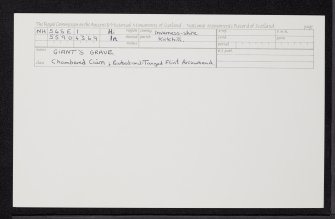Reelig, The Giant's Grave, NH54SE 1, Ordnance Survey index card, Recto