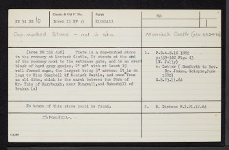 Moniack Castle, NH54SE 10, Ordnance Survey index card, Recto