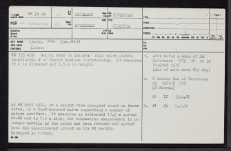 Cnoc An Dalach, NH54SE 19, Ordnance Survey index card, page number 1, Recto